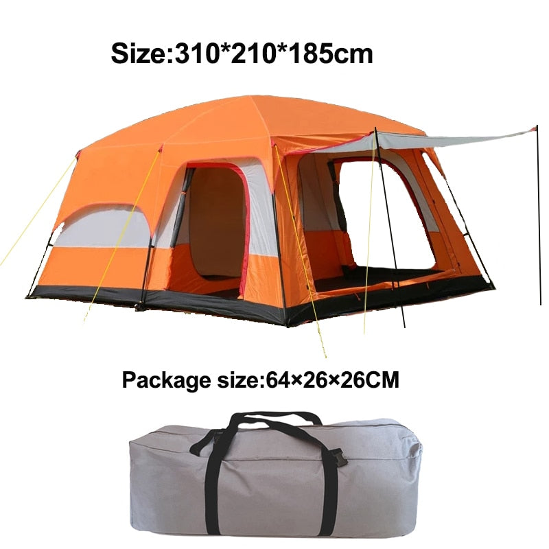 4-6 Person Outdoor Big Space Camping Tent Two Bedroom Ultra-large High Quality Waterproof Camping Tent - activesportslife