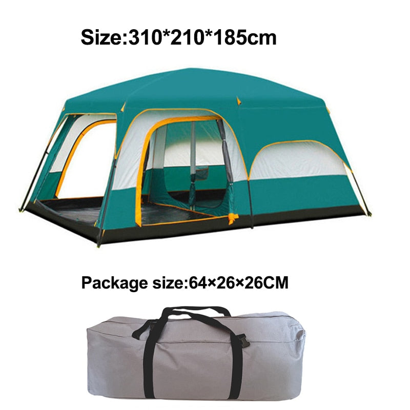 4-6 Person Outdoor Big Space Camping Tent Two Bedroom Ultra-large High Quality Waterproof Camping Tent - activesportslife