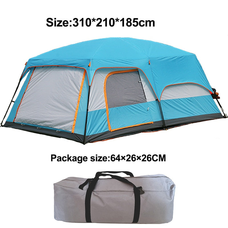 4-6 Person Outdoor Big Space Camping Tent Two Bedroom Ultra-large High Quality Waterproof Camping Tent - activesportslife
