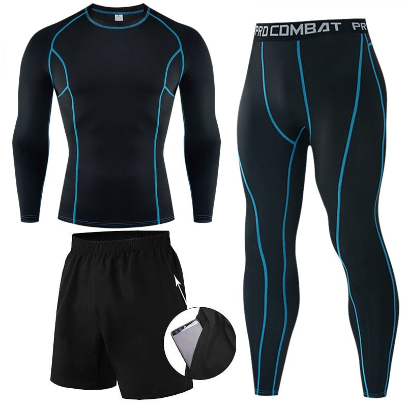 Winter Thermal Underwear Men Boxing Shirts Set Compression Tracksuit Men Quick Dry Rashgarda For Sportswear Clothing Long Johns - activesportslife