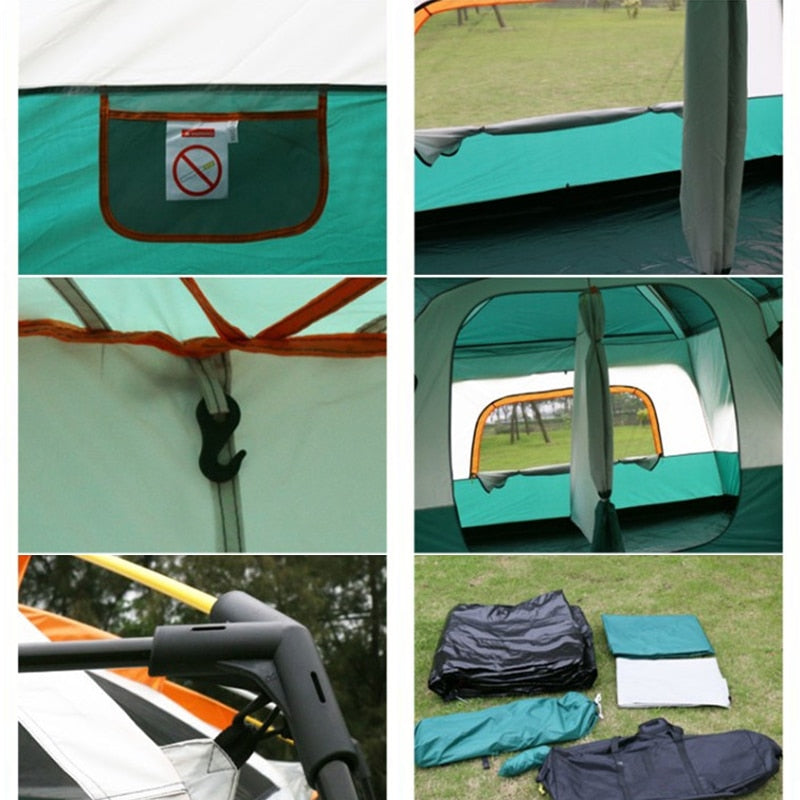 4-6 Person Outdoor Big Space Camping Tent Two Bedroom Ultra-large High Quality Waterproof Camping Tent - activesportslife