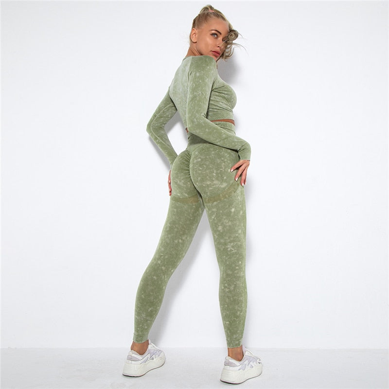 Seamless Women Yoga Clothing Gym Set Yoga Workout Set Crop Top Fitness Clothing Push Up Leggings Sport Wear - activesportslife
