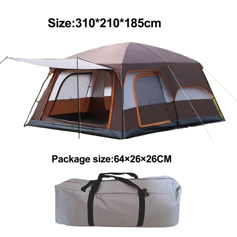4-6 Person Outdoor Big Space Camping Tent Two Bedroom Ultra-large High Quality Waterproof Camping Tent - activesportslife