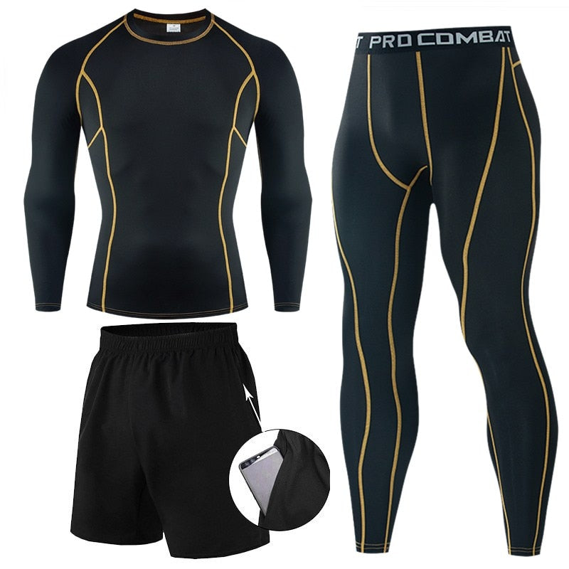 Winter Thermal Underwear Men Boxing Shirts Set Compression Tracksuit Men Quick Dry Rashgarda For Sportswear Clothing Long Johns - activesportslife