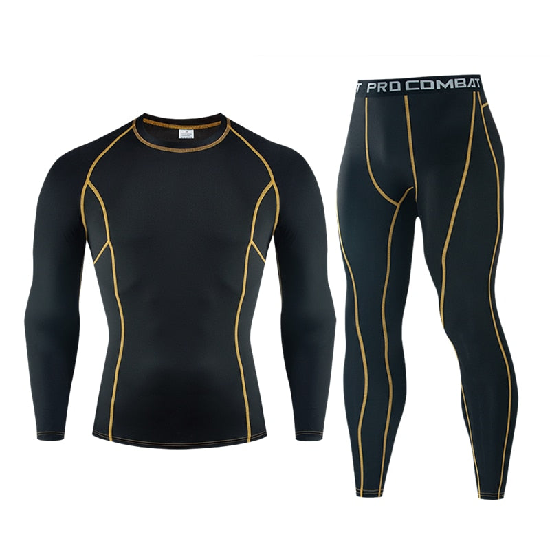 Winter Thermal Underwear Men Boxing Shirts Set Compression Tracksuit Men Quick Dry Rashgarda For Sportswear Clothing Long Johns - activesportslife