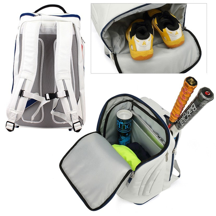 YONEX Artificial Leather Racquet Bag Soft Badminton Backpack For Women Men Match Training Waterproof Tennis Racket Carrying Bag - activesportslife