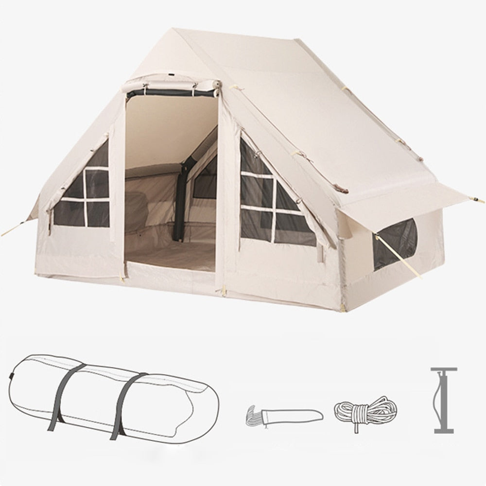 Square Super Large Family Outdoor Inflatable Tent Hotel Bed Waterproof Camping Tent - activesportslife