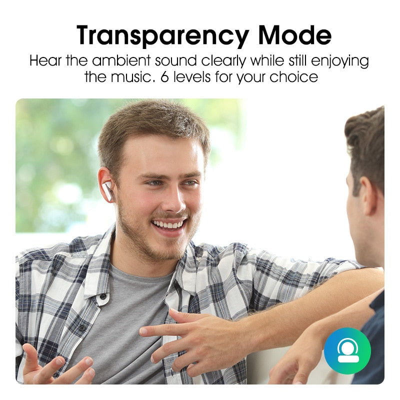 QCY HT05 ANC Wireless Earphone 40dB Noise Cancelling Bluetooth 5.2 Headphone 6 Mic ENC HD Call TWS Transparency Mode - activesportslife