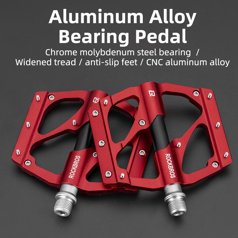 ROCKBROS Mountain Bike Bicycle Pedals Cycling Ultralight Aluminium Alloy 4 Bearings MTB Pedals Flat BMX - activesportslife