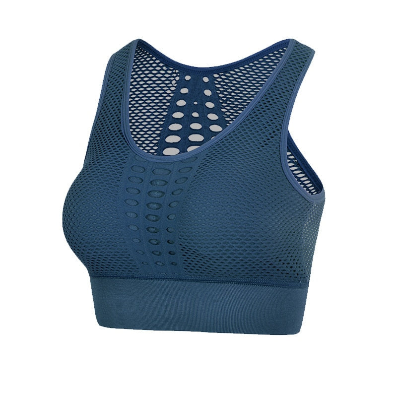 Women Breathable Active Sports Bra Sexy Mesh op Push Up Seamless - activesportslife