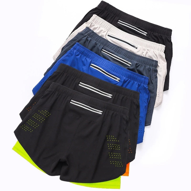 Men's Quick-drying Double Layer Running Shorts - activesportslife