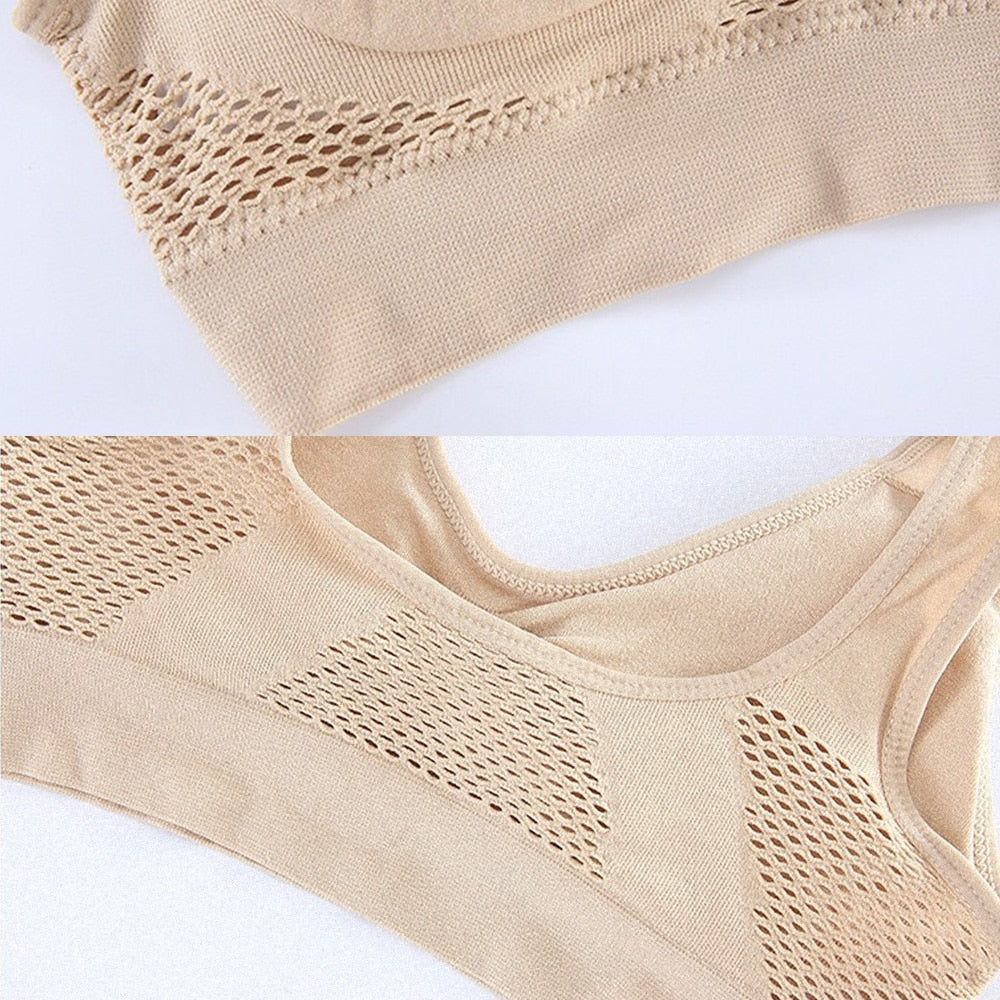 Seamless Mesh Women Sports Bras Gym Running Shockproof Bra Wireless 6XL Plus Size Crop Top Breathable Yoga Bra - activesportslife