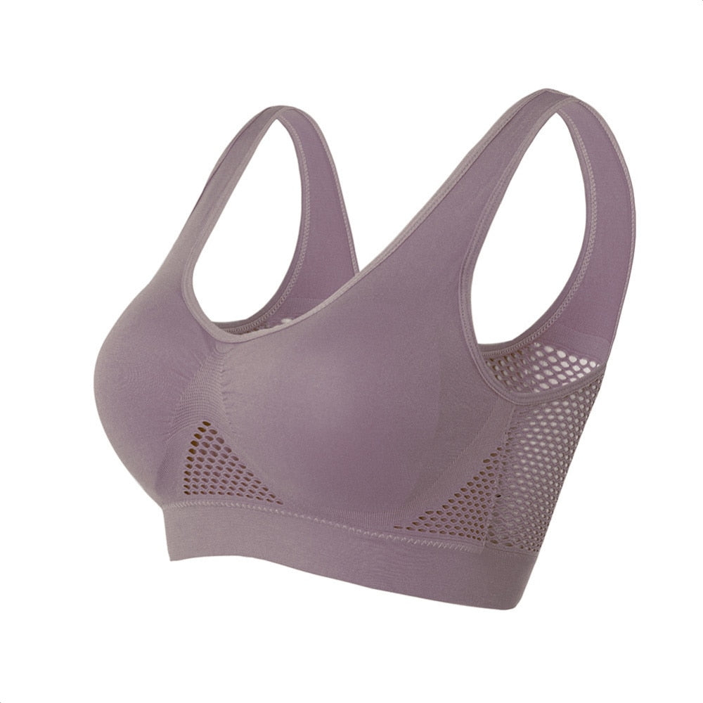 Seamless Mesh Women Sports Bras Gym Running Shockproof Bra Wireless 6XL Plus Size Crop Top Breathable Yoga Bra - activesportslife