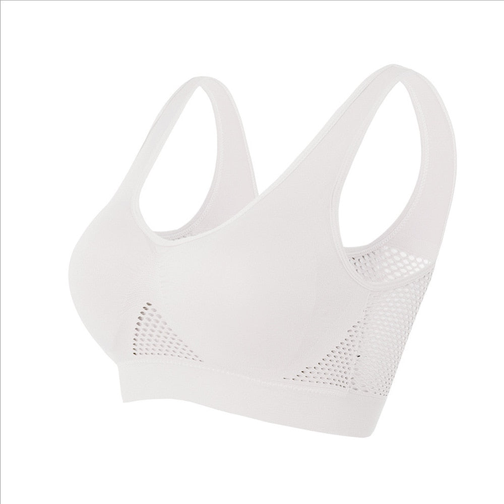 Seamless Mesh Women Sports Bras Gym Running Shockproof Bra Wireless 6XL Plus Size Crop Top Breathable Yoga Bra - activesportslife