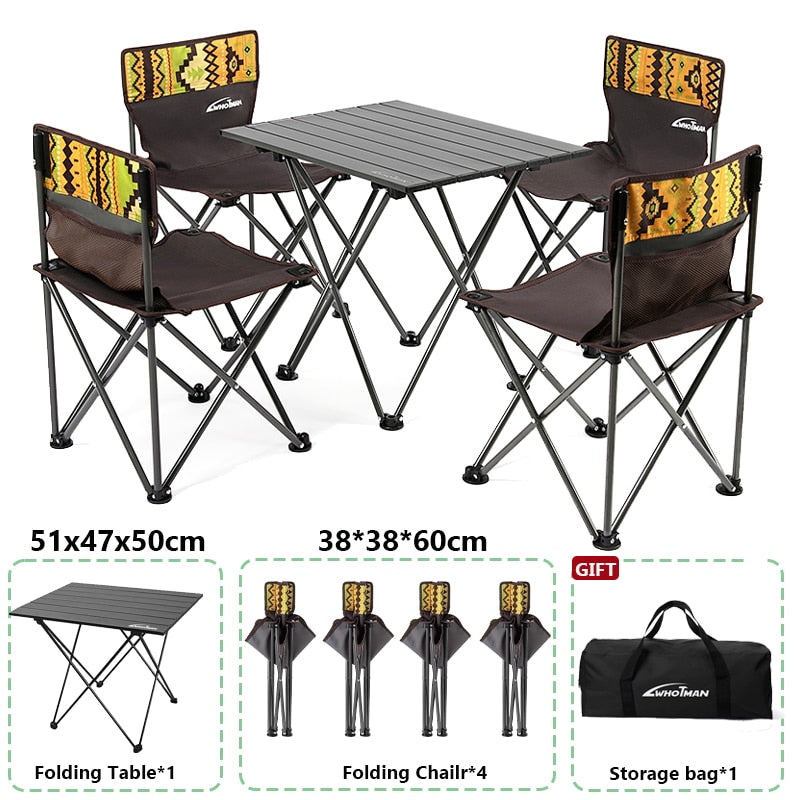 Whotman Outdoor Folding Table Chair Set Camping Portable Furniture - activesportslife