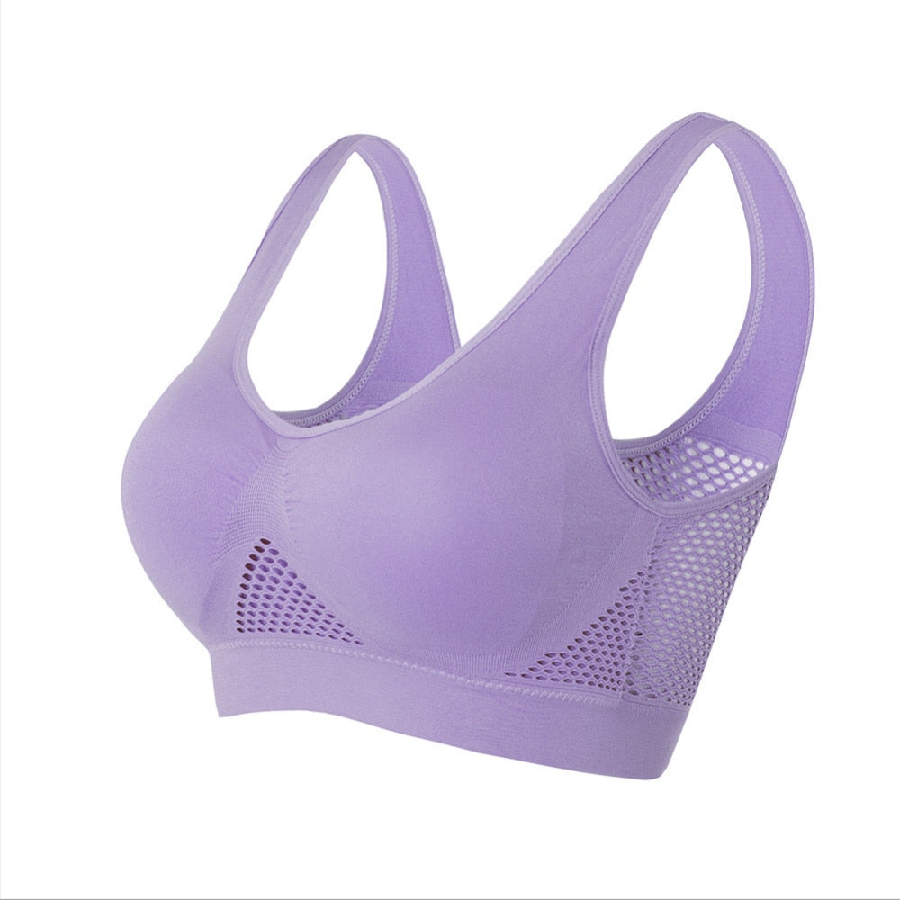 Seamless Mesh Women Sports Bras Gym Running Shockproof Bra Wireless 6XL Plus Size Crop Top Breathable Yoga Bra - activesportslife