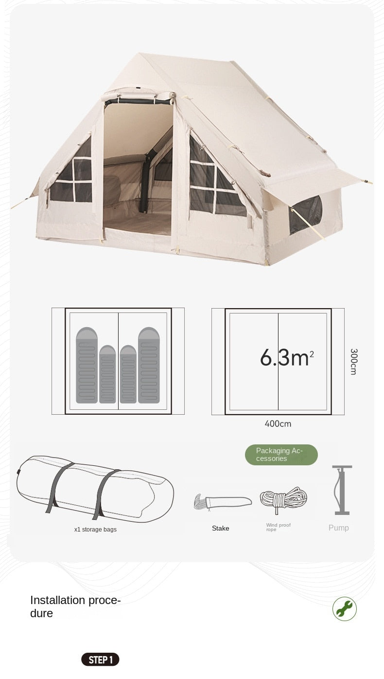 Square Super Large Family Outdoor Inflatable Tent Hotel Bed Waterproof Camping Tent - activesportslife