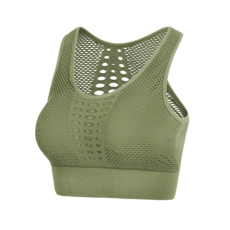 Women Breathable Active Sports Bra Sexy Mesh op Push Up Seamless - activesportslife