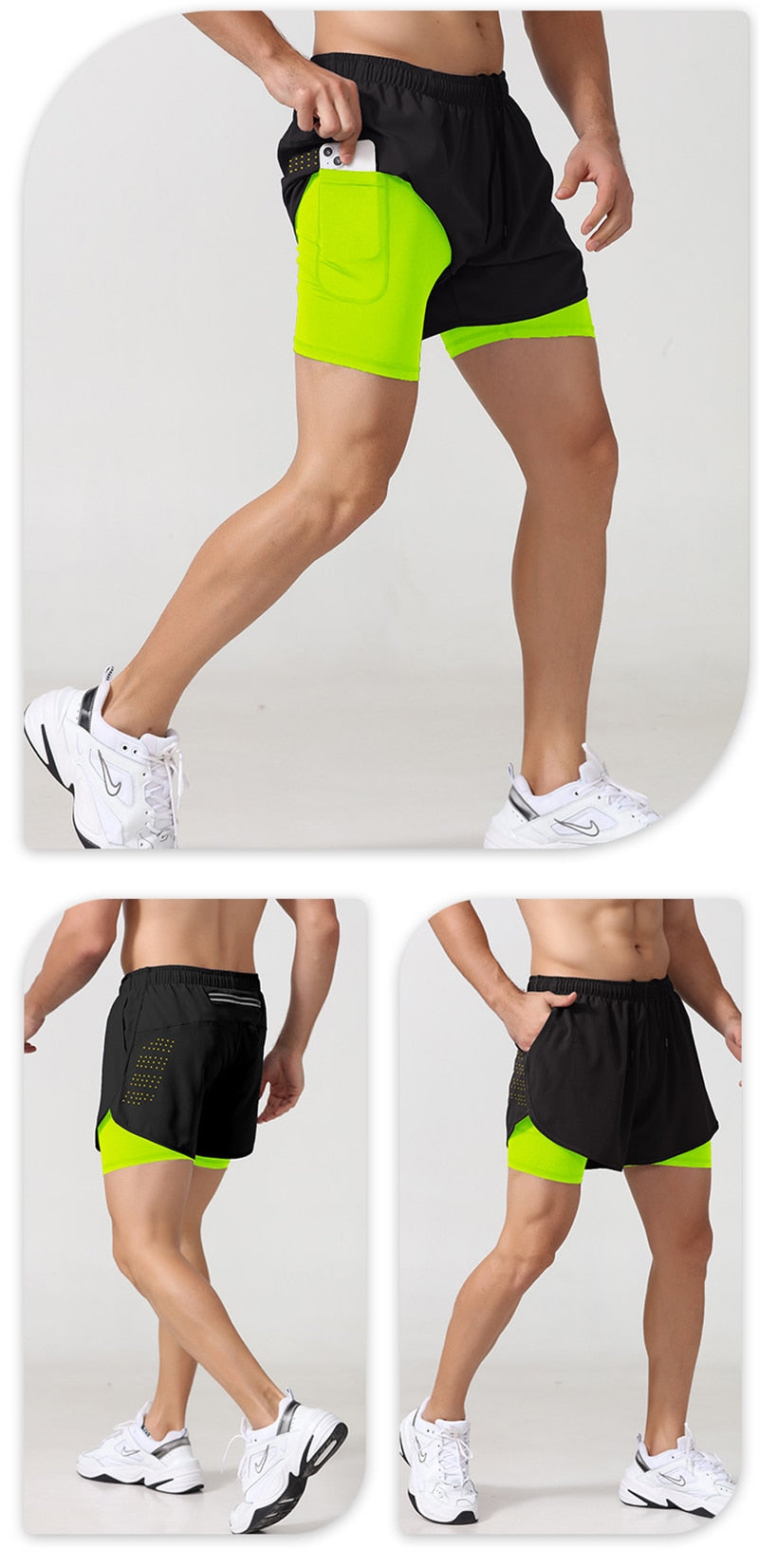 Men's Quick-drying Double Layer Running Shorts - activesportslife