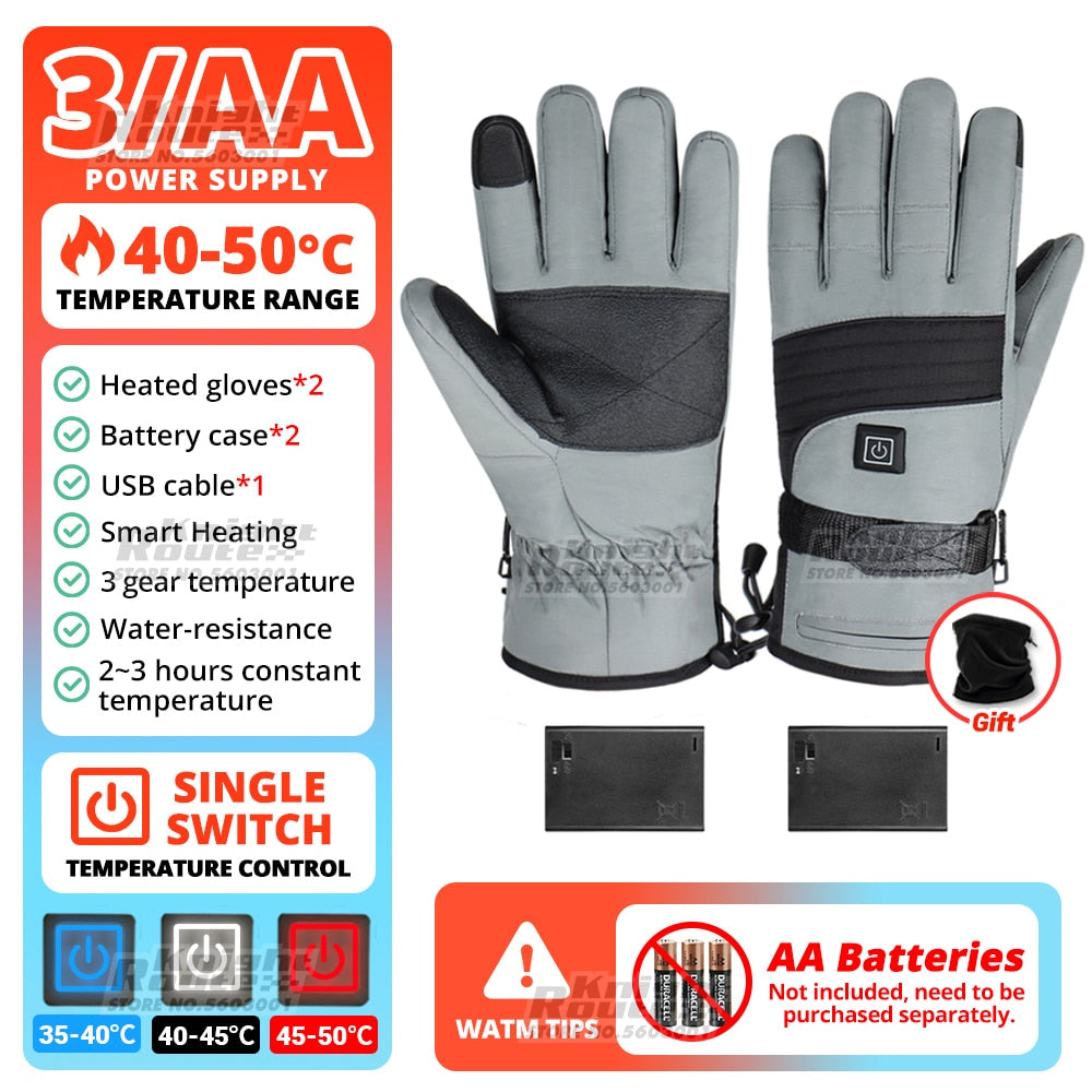 Winter Heated Gloves For Men Women Touchscreen USB Heated Gloves Camping Hiking Water-resistant Moto Gloves - activesportslife