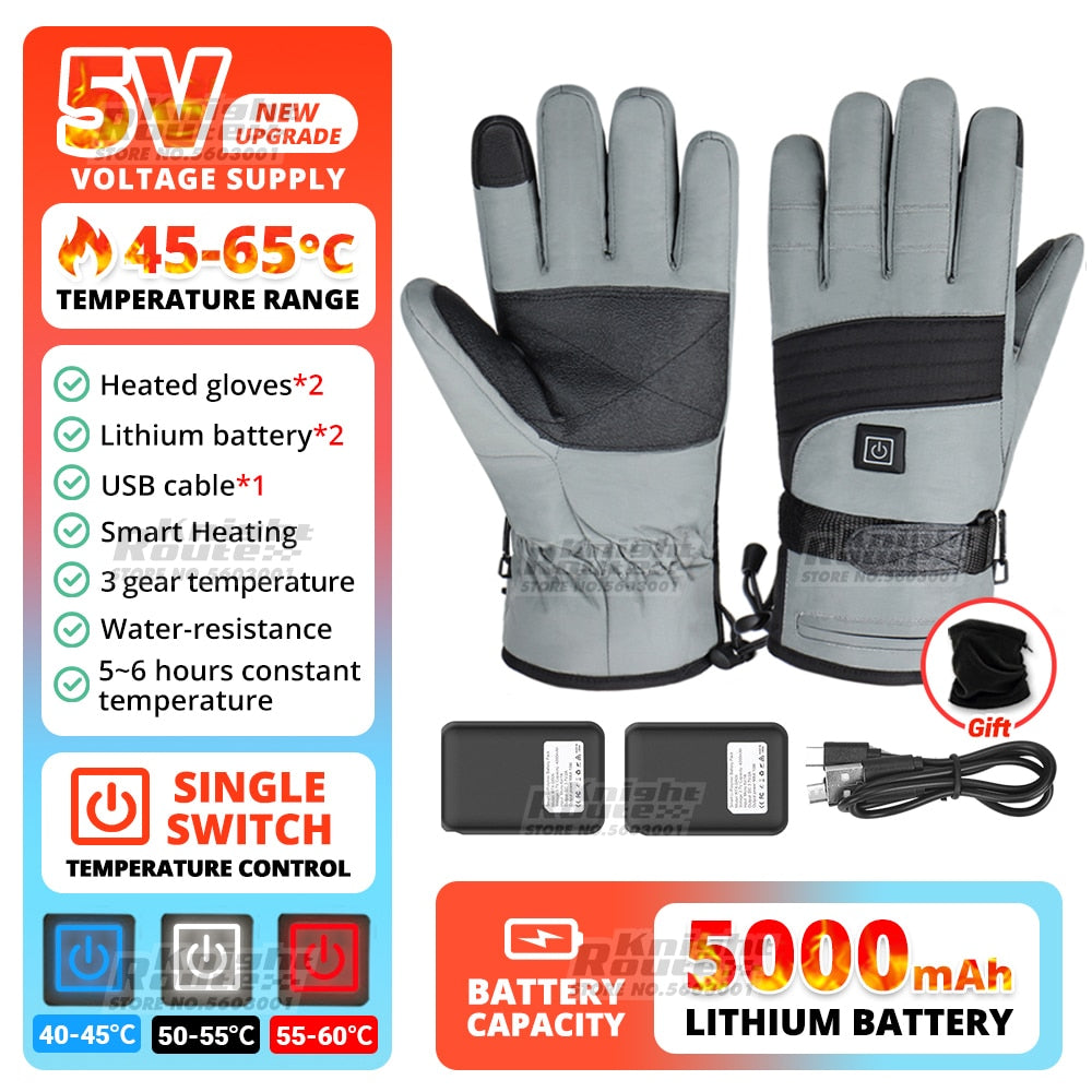 Winter Heated Gloves For Men Women Touchscreen USB Heated Gloves Camping Hiking Water-resistant Moto Gloves - activesportslife