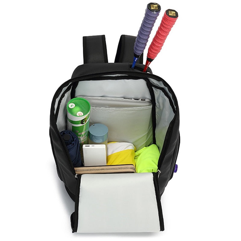 YONEX Artificial Leather Racquet Bag Soft Badminton Backpack For Women Men Match Training Waterproof Tennis Racket Carrying Bag - activesportslife