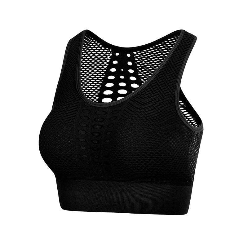Women Breathable Active Sports Bra Sexy Mesh op Push Up Seamless - activesportslife