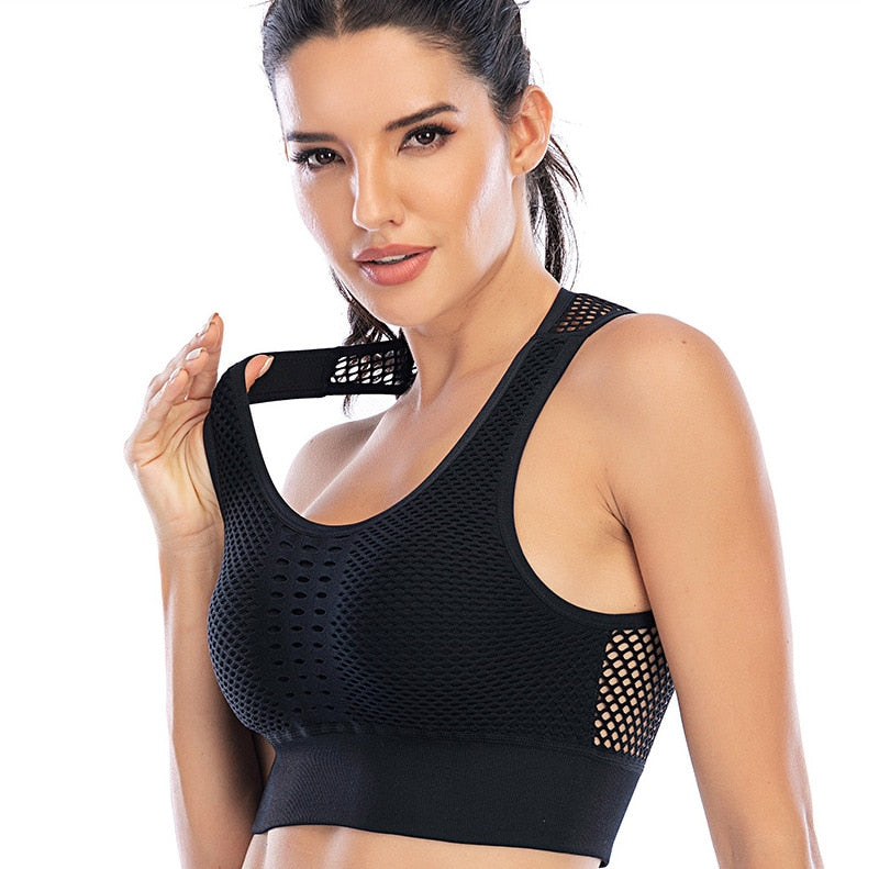 Women Breathable Active Sports Bra Sexy Mesh op Push Up Seamless - activesportslife