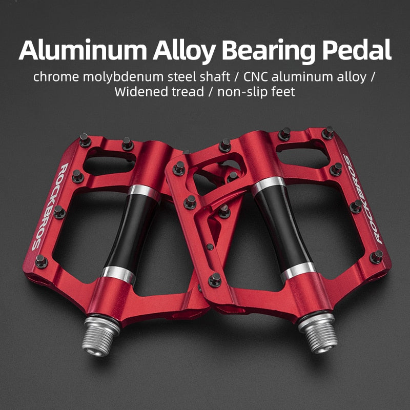 ROCKBROS Mountain Bike Bicycle Pedals Cycling Ultralight Aluminium Alloy 4 Bearings MTB Pedals Flat BMX - activesportslife