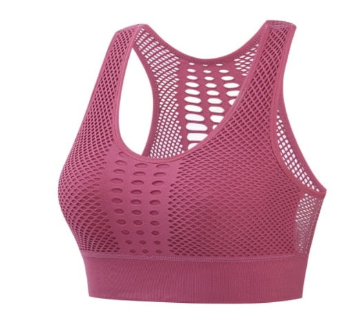 Women Breathable Active Sports Bra Sexy Mesh op Push Up Seamless - activesportslife