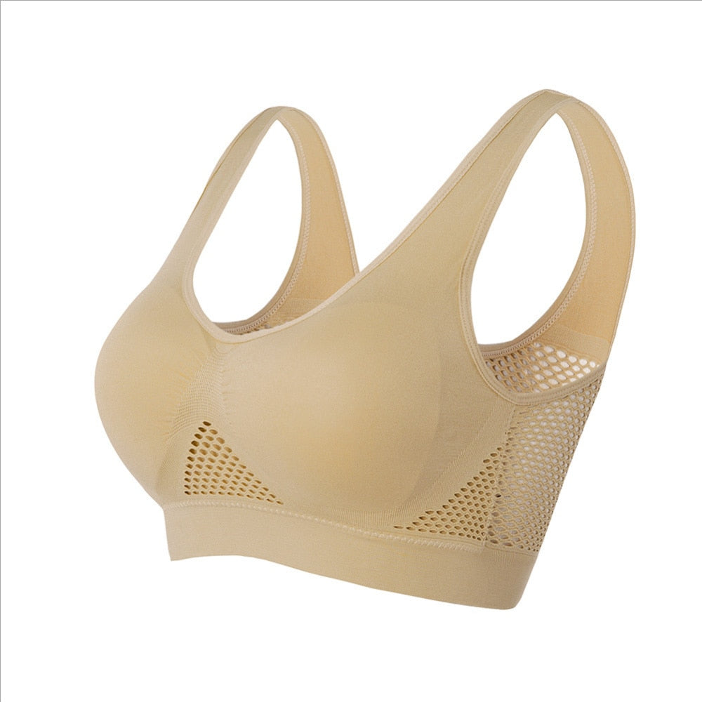Seamless Mesh Women Sports Bras Gym Running Shockproof Bra Wireless 6XL Plus Size Crop Top Breathable Yoga Bra - activesportslife