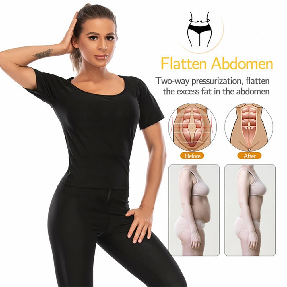 Women's Compression T-Shirt Slimming Polymer Sauna Tee - activesportslife