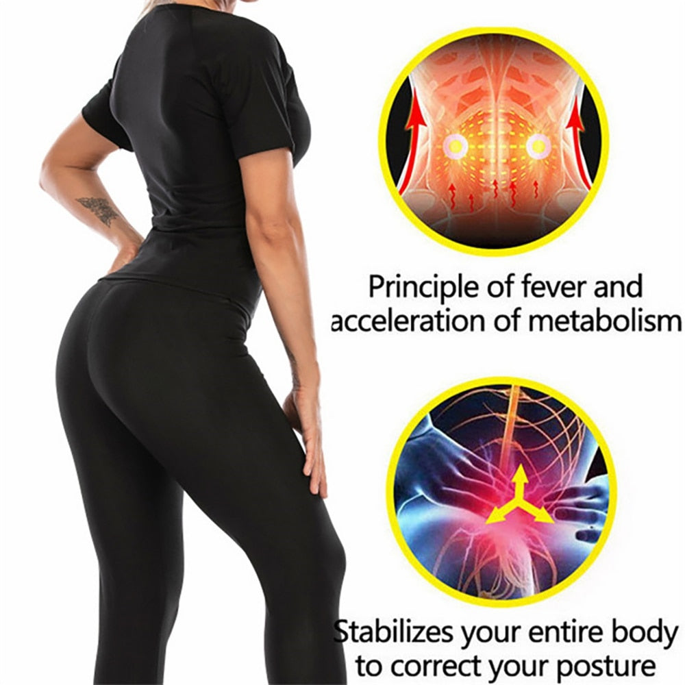 Women's Compression T-Shirt Slimming Polymer Sauna Tee - activesportslife
