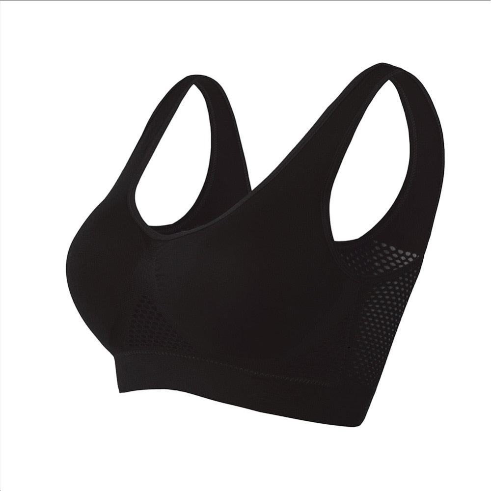 Seamless Mesh Women Sports Bras Gym Running Shockproof Bra Wireless 6XL Plus Size Crop Top Breathable Yoga Bra - activesportslife