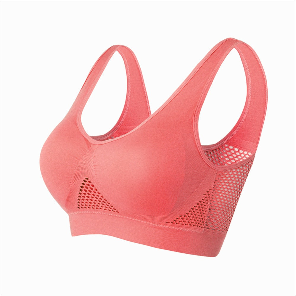 Seamless Mesh Women Sports Bras Gym Running Shockproof Bra Wireless 6XL Plus Size Crop Top Breathable Yoga Bra - activesportslife