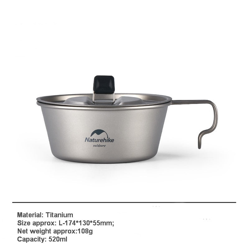 Naturehike Outdoor Bowl Lightweight Titanium Bowls Outdoor Portable With Lid - activesportslife