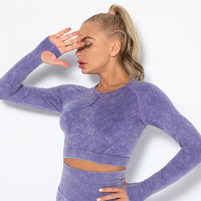 Seamless Women Yoga Clothing Gym Set Yoga Workout Set Crop Top Fitness Clothing Push Up Leggings Sport Wear - activesportslife