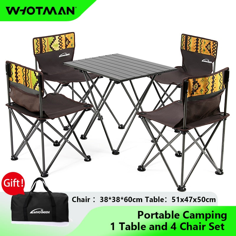 Whotman Outdoor Folding Table Chair Set Camping Portable Furniture - activesportslife