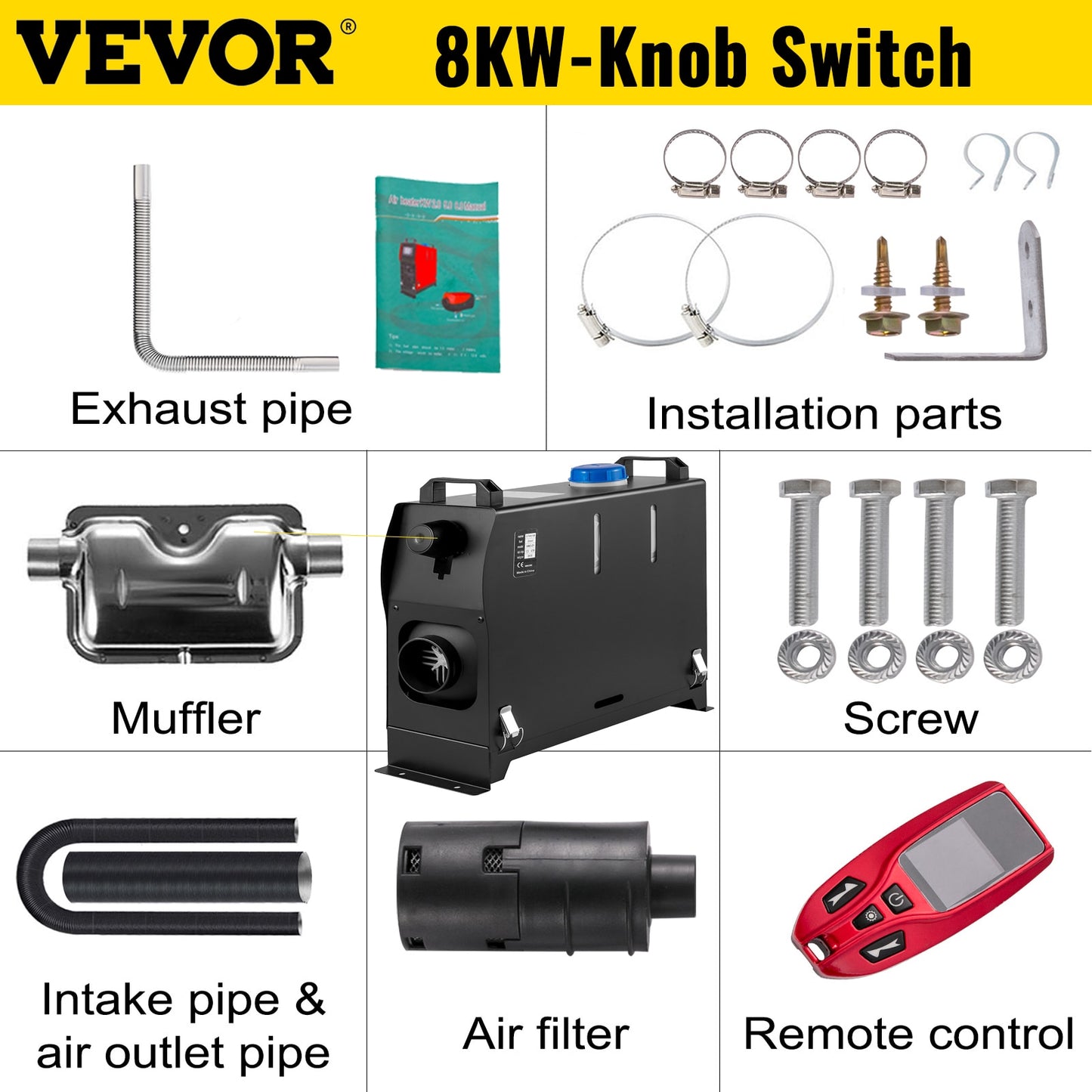 VEVOR 8KW Car Heater 12V Diesel Air Heater LCD Switch Cab Heating Boat Yacht RV Truck Bus Motorhomes Caravans Van Parking Heater - activesportslife