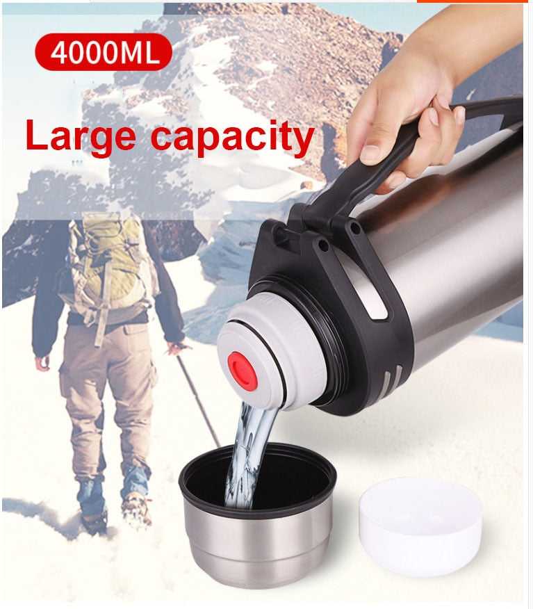 1200-4000ML Large Thermos Bottle Vacuum Flasks Stainless Steel Insulated Thermal Cup With Strap 48 Hours Insulation - activesportslife