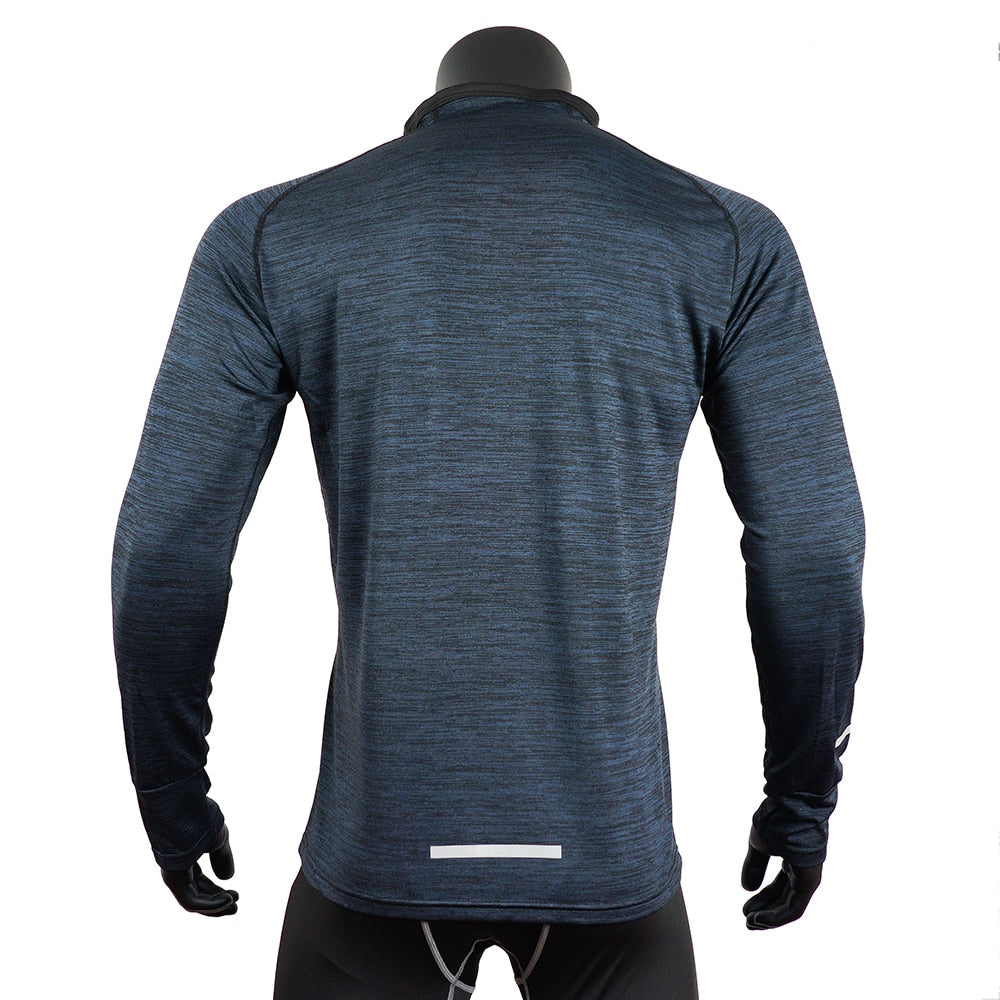 Men's Sports Long Sleeve Compression Zip Pullover T-Shirt - activesportslife