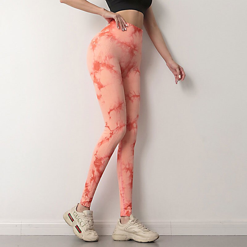 Tie dye Yoga Pants Sport Leggings Women Seamless High Waist Push Up Tights - activesportslife