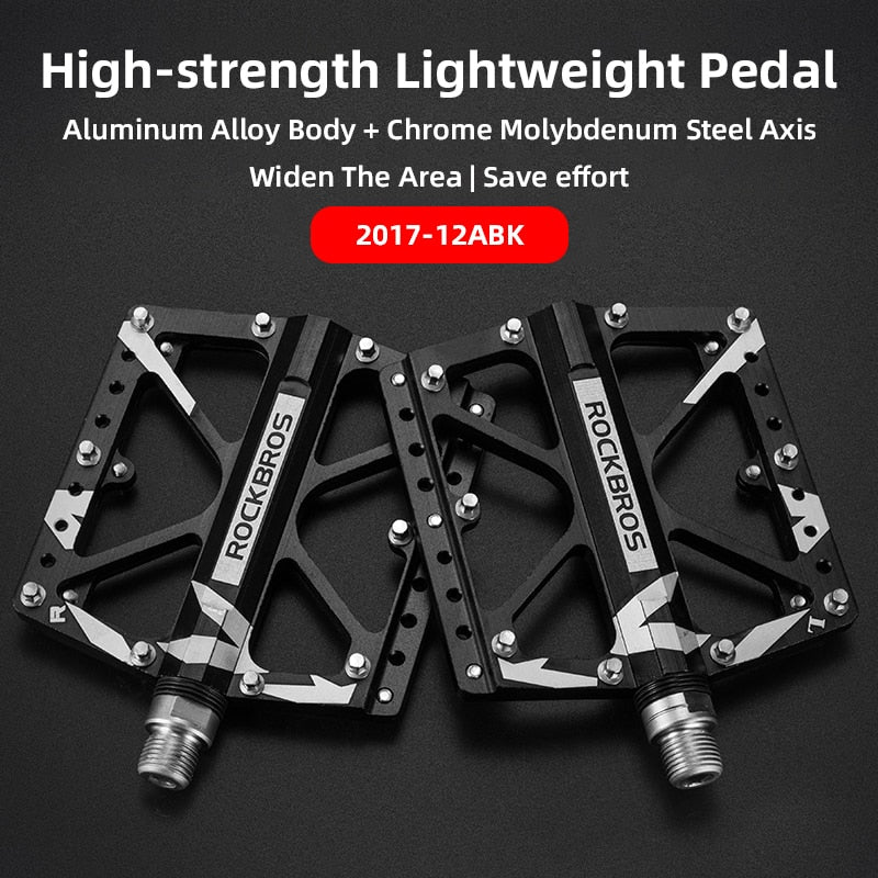 ROCKBROS Mountain Bike Bicycle Pedals Cycling Ultralight Aluminium Alloy 4 Bearings MTB Pedals Flat BMX - activesportslife