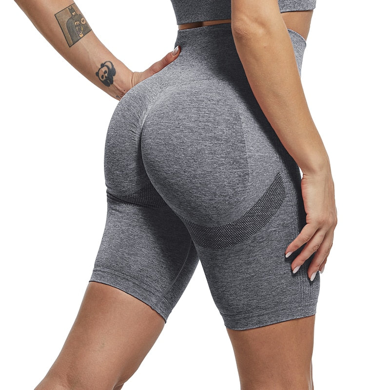 NORMOV Yoga Shorts Women High Waisted Seamless Push Up Butt Gym Shorts - activesportslife