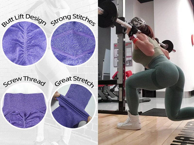 Seamless Leggings Sexy Bubble Butt Push Up Pants Slim High Waist Legging Tight - activesportslife