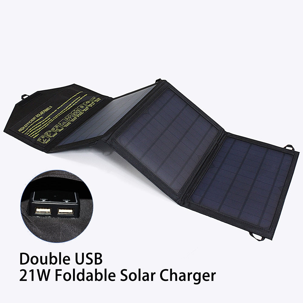 Upgraded 28W 21W 14W Portable Solar Panel Charger Double USB 5V 18V DC Camping Foldable Solar Panel Power Bank - activesportslife