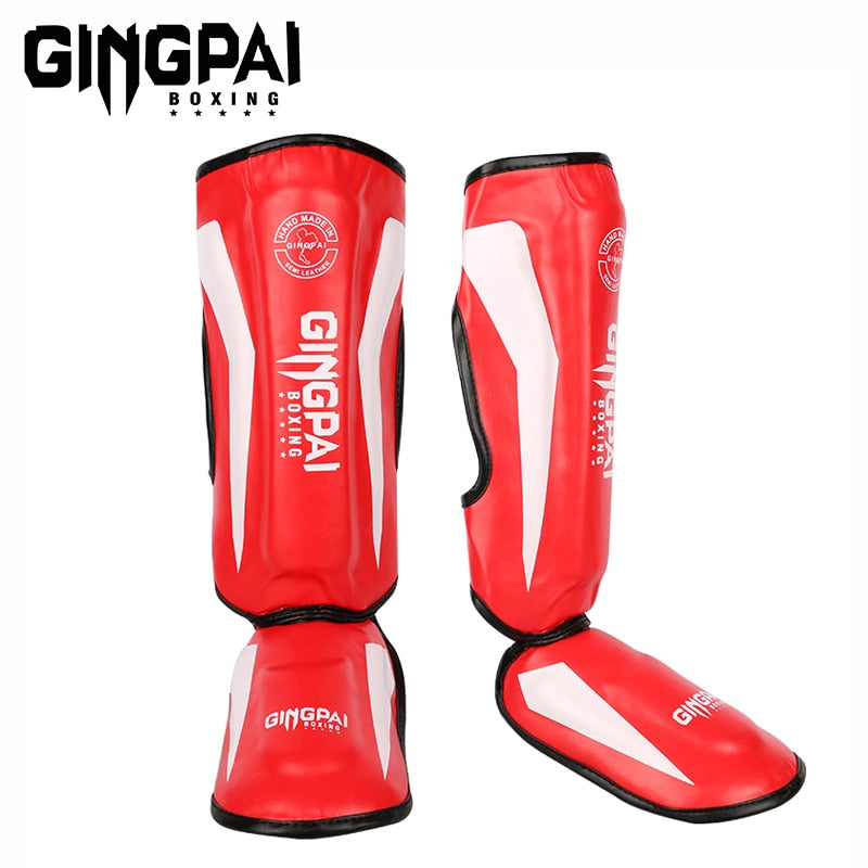 Thicker Boxing Shin Guards PU Leather Protection Leggings Martial Arts Muay Thai Leg Taekwondo Feet Ankle Protectors - activesportslife