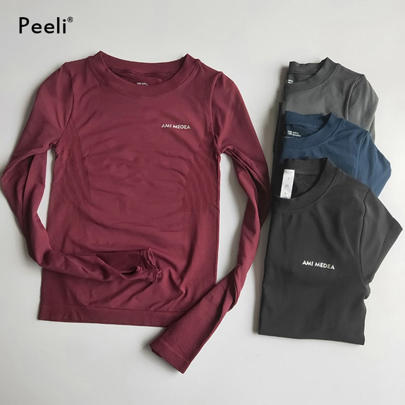 Peeli Long Sleeve Yoga Shirts Sport Top - activesportslife