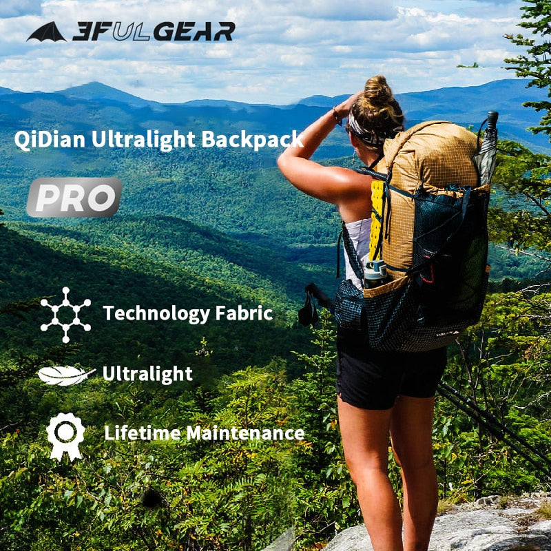 3F UL GEAR QIDIAN PRO Backpack 46+10L Ultralight 880g Outdoor Women/Men Sport Bag Wear Resistant Camping Bag Waterproof Travel - activesportslife