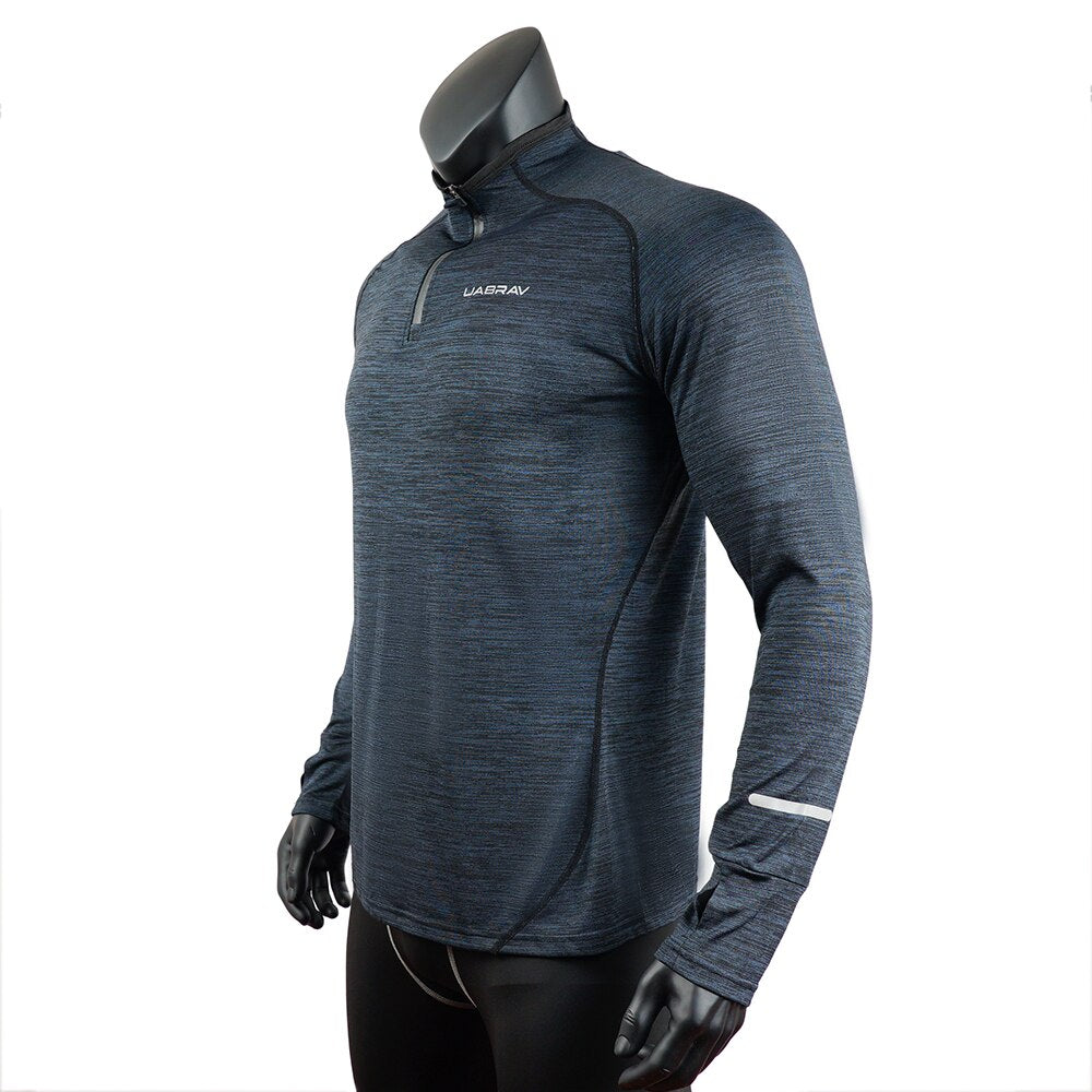 Men's Sports Long Sleeve Compression Zip Pullover T-Shirt - activesportslife